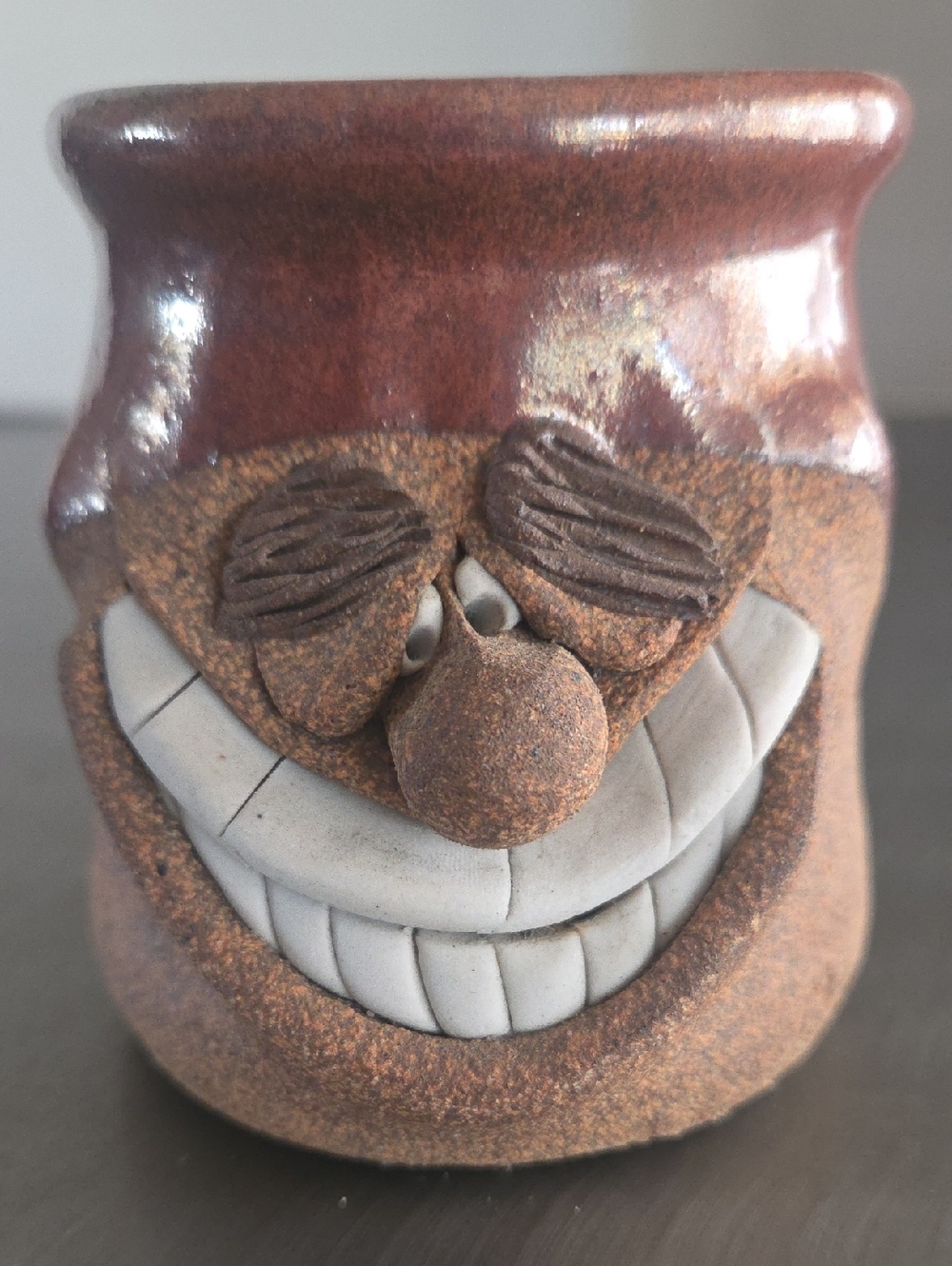 Mark Hines Studio Pottery Ugly Funny Face Mug Folk Art Ceramic Signed